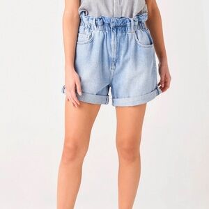 Frame Elastic Waist Denim Shorts